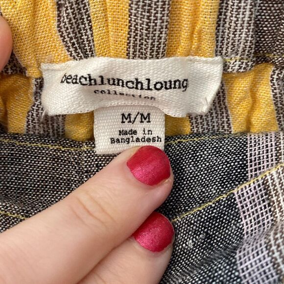 Beachlunchlounge Tie Front Yellow and Grey Pants M - Picture 4 of 7